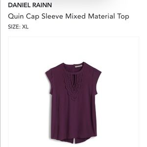 Daniel Rainn cap sleeve lace purple top xl